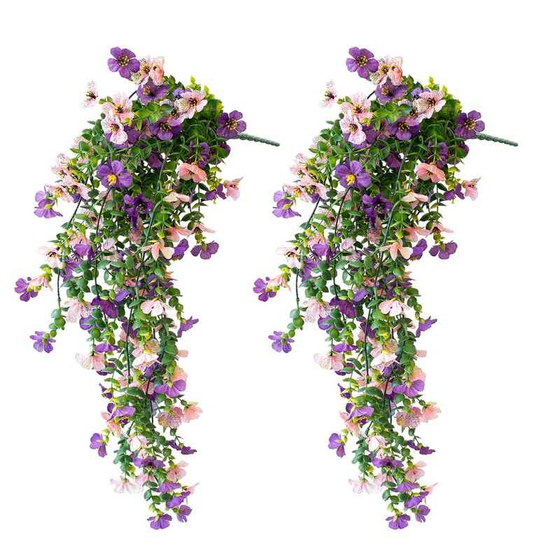 Vdvst Artificial Hanging Flowers For Outdoors 2 Pcs Uv Resistant Artificial