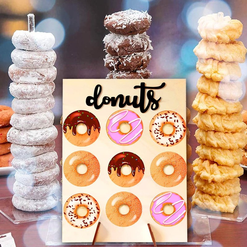 2Pack Donut Display Stand Wood Doughnuts Wall Stands Display Board for Weddin gallery