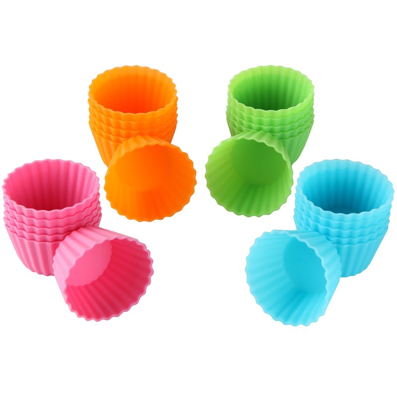 Silicone Mini Cupcake Holders, Mini Cupcake Liners, Pastry & Dessert Cups, 24…