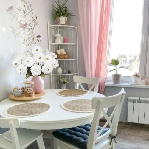 2 Pcs Artificial Flowers Spring Summer Outdoor Flowers Zinnias Silk White gallery