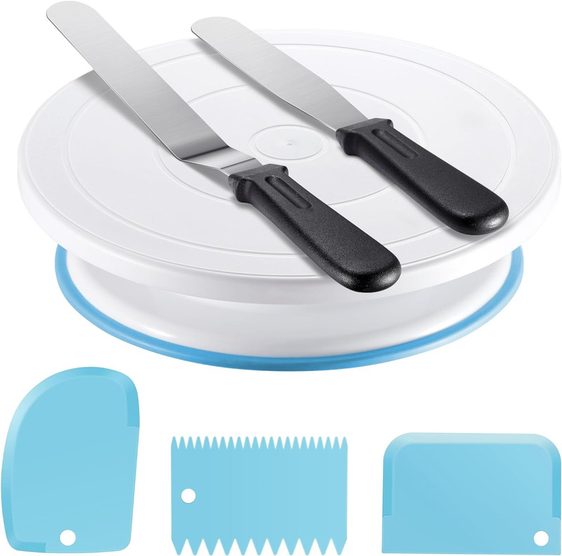 Cake Decorating Kit Baking Supplies Set Cake Turntable with 2 Frosting Straight