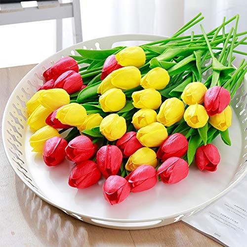 24pcs Multicolor Artificial Tulips Flowers Fake Faux PU Tulip Tulip Flower24 gallery