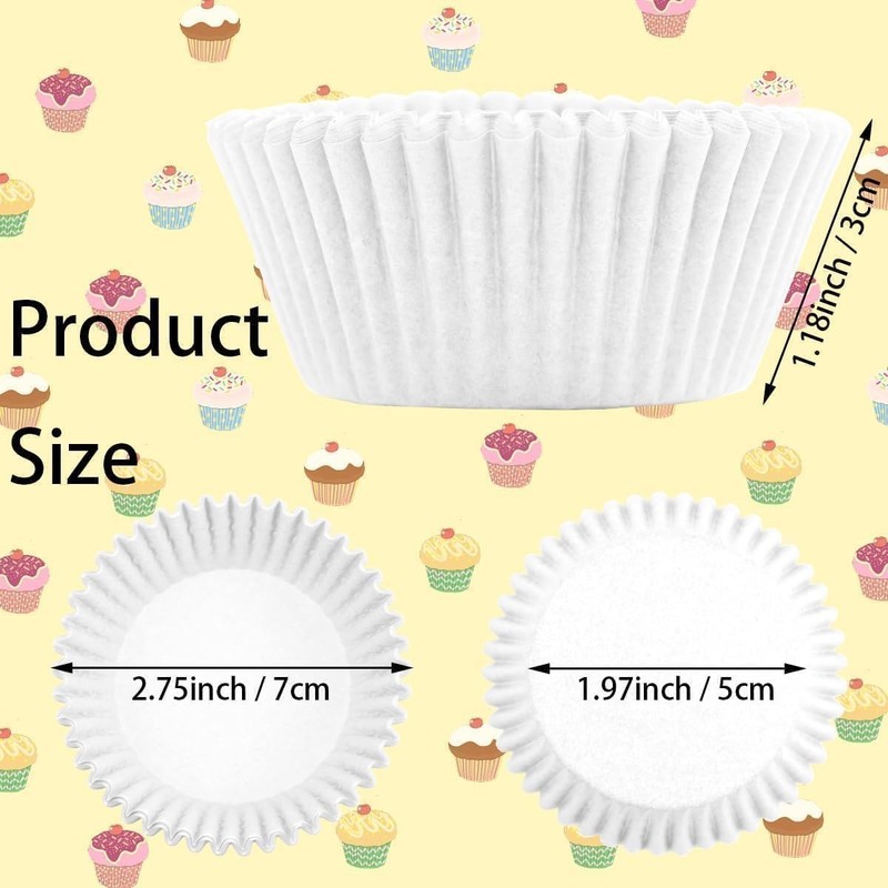 1000 Counts Heavy Duty Standard White Cupcake Liners Paper Cupcake Wrappers B... gallery