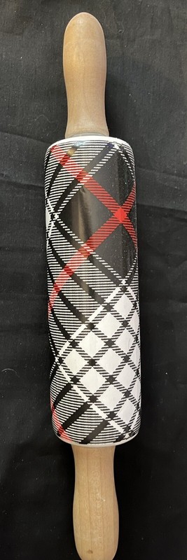 Tartan Plaid 13 Inch Rolling Pin Red Black White Ceramic gallery