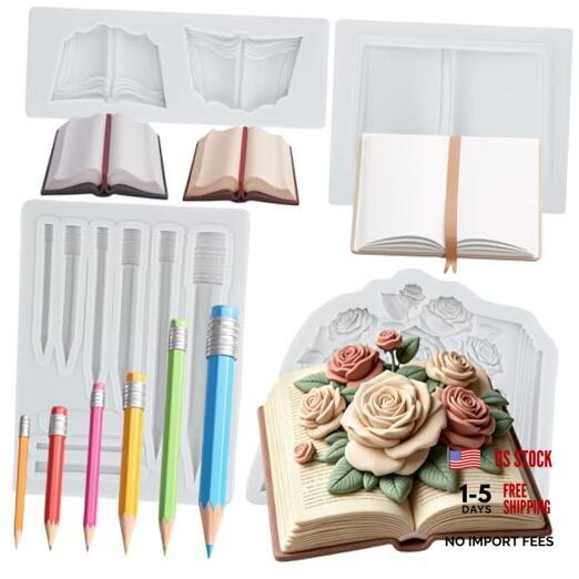 Back to School Silicone Molds Book Fondant Molds Pencil Chocolate Candy Style G