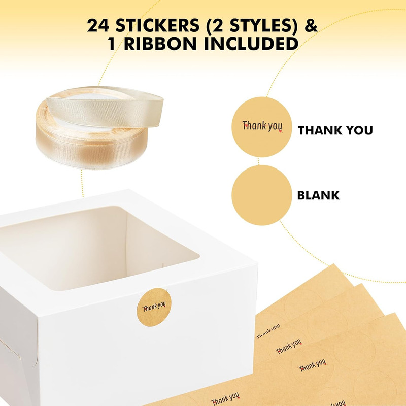 24Pcs Cake Boxes with Window, 10X10X5 Inches White Bakery Boxes, Cookie Desse... gallery
