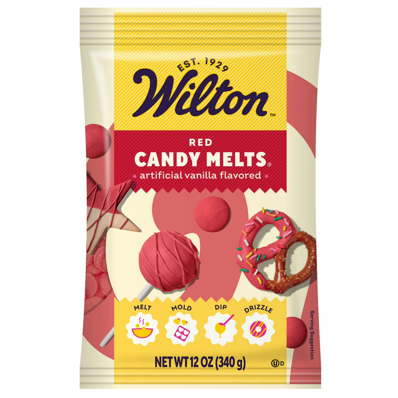 Wilton Red Candy Melts Vanilla-Flavored Wafers 12oz Bag.