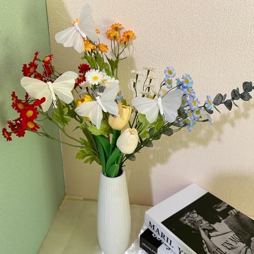12PCS Artificial Feather 3D Butterfly On Clip 4.9-Inch Realistic White gallery
