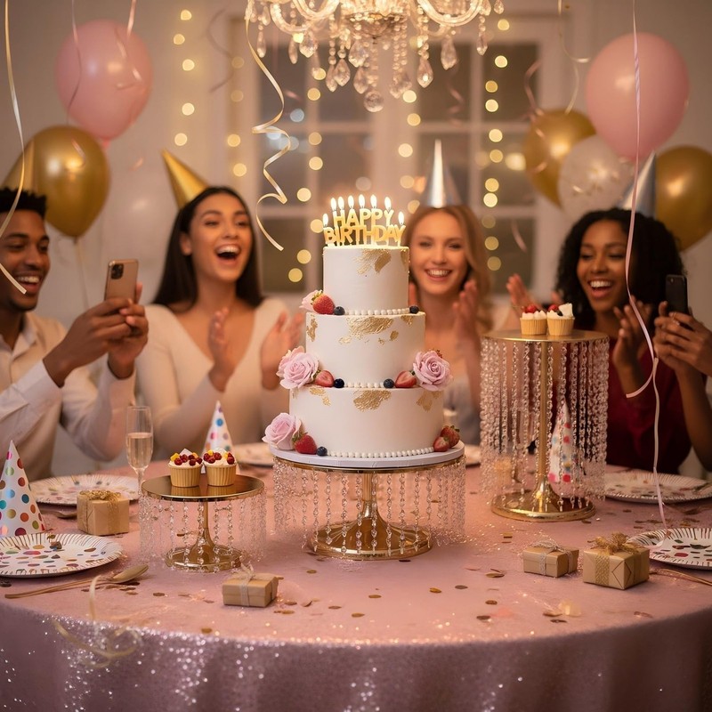 Gold Metal Cake Stand for Set of 3, 12in Round Wedding Cupcake Holder for Tab... gallery