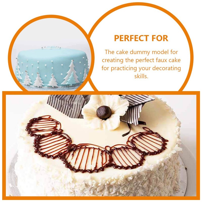 2 Pcs Foam Cake Dummy Round Shape Bakery Fake Cake Model for Decorating Use gallery