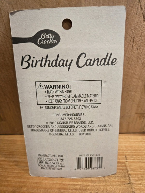 Betty Crocker Baby's 1st Birthday Age 1 Polka Dot & Balloon Pink Candle 4" New gallery