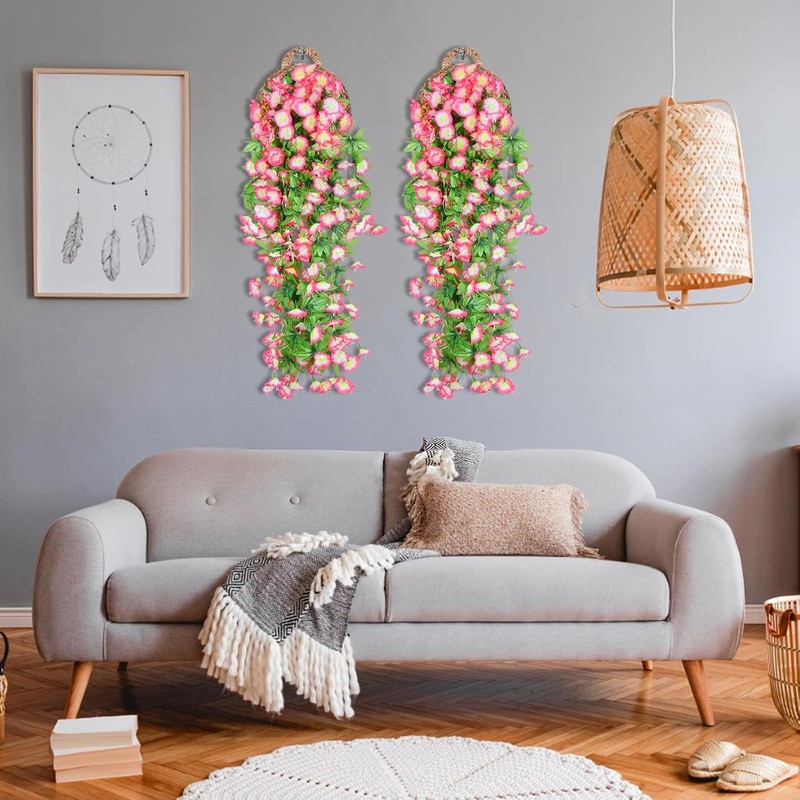 Pink-Edged Morning Glory Vines (3-Piece) – UV-Resistant Artificial Hanging gallery