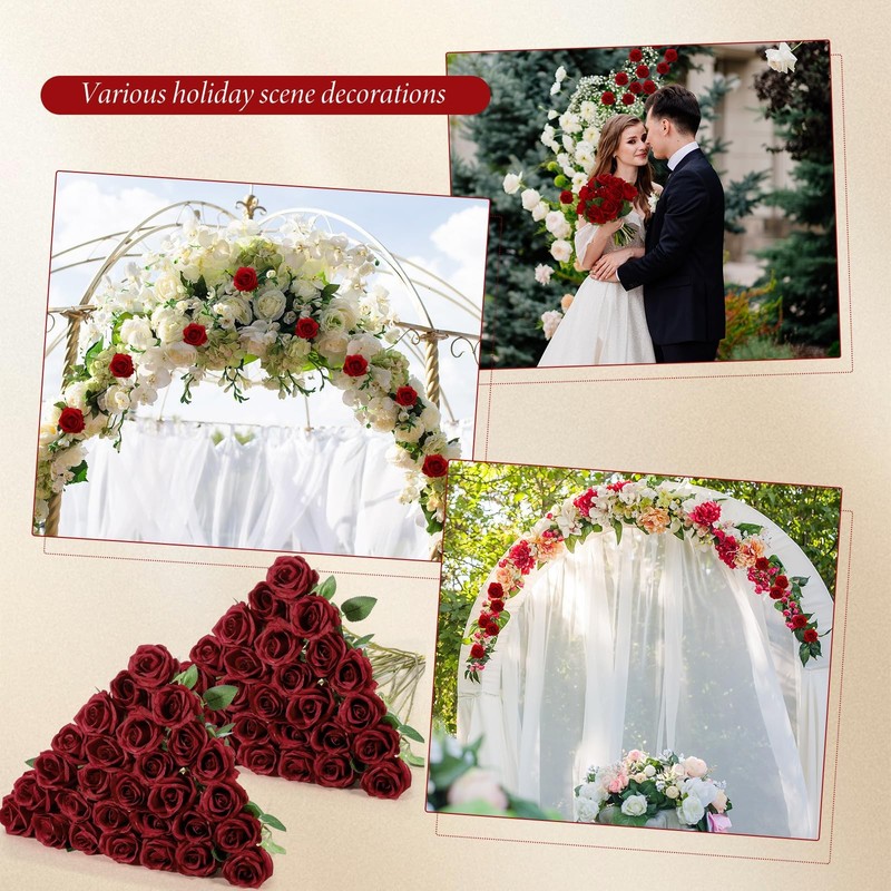 Hotop 40 Pcs Fake Rose Artificial Flowers Bulk, Long Stem Silk Realistic gallery