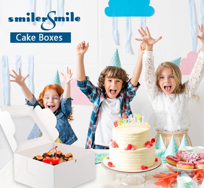 20 PCS White 8x8x5 Inch Bakery Cake Boxes Window Pasteles Pastry Cookie Pie gallery