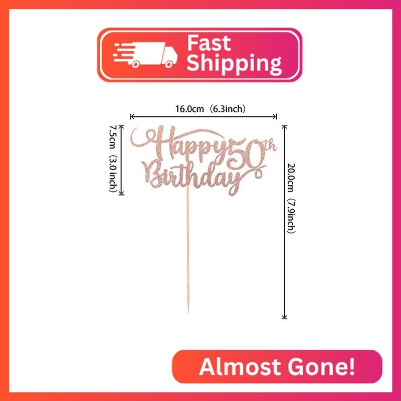 Rsstarxi 1 Pack Happy 50th Birthday Cake Topper Rose Gold Glitter 50th Birthday gallery