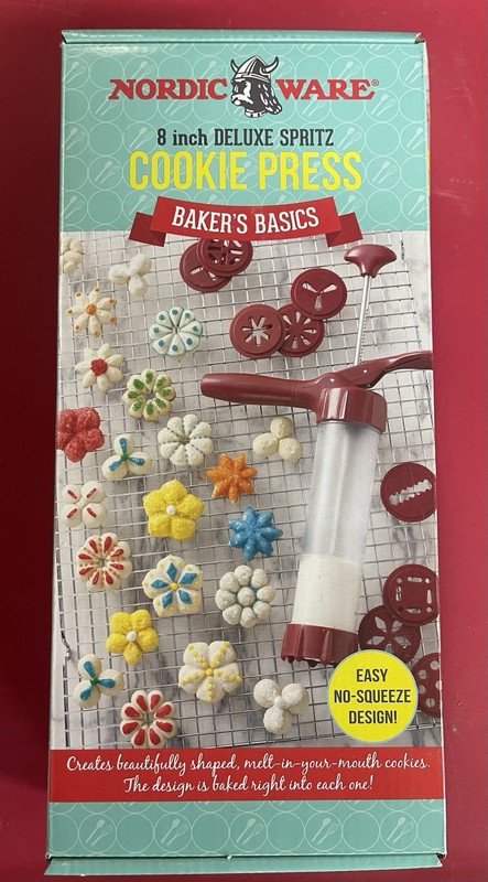 Nordic Ware 8″ Deluxe Spritz Cookie Press 12 disc designs (NEW in Box)
