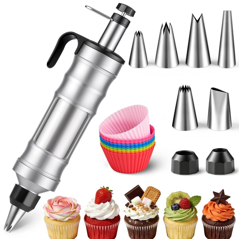 Dessert Decorating Syringe Set – Cupcake Icing Piping Kit, Cupcake Frosting F…