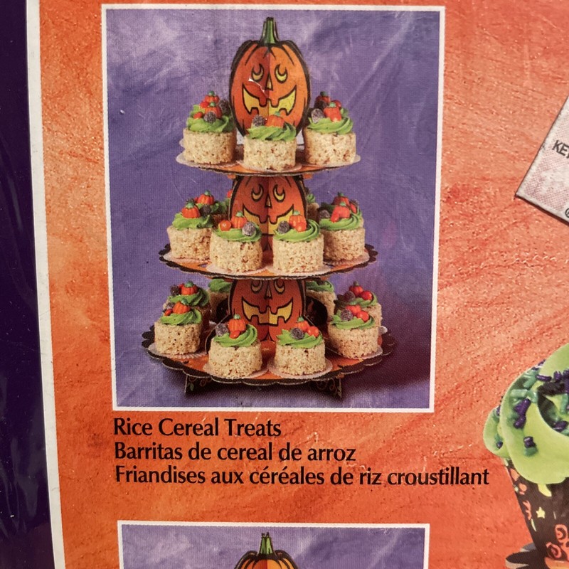 VTG Wilton Pumpkin Jack O Lantern Cupcake Treat Stand, Boo! Scary! Halloween gallery