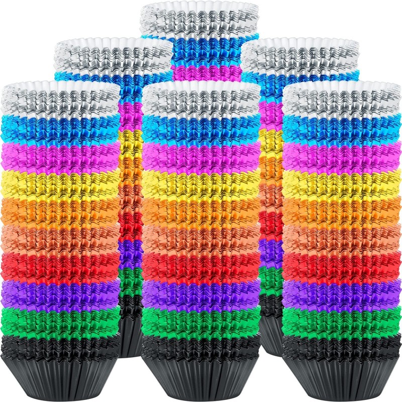 1000 Foil Cupcake Liners – Metallic Baking Cups, 2″ Standard Size, 10 Colors for