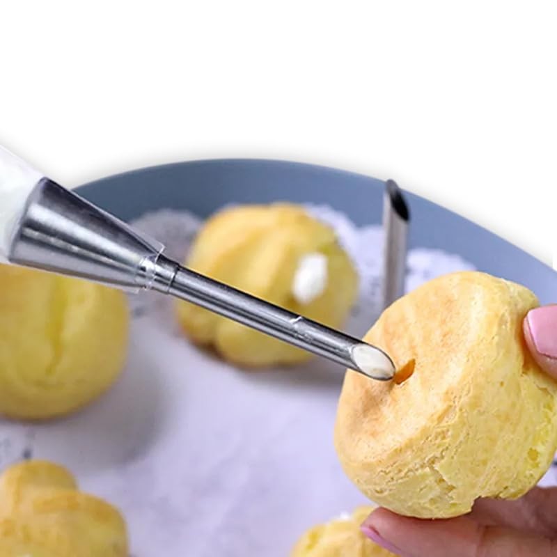 Cream Puff Icing Piping Nozzle Tips,Long Piping Tip,4-Pack Seamless Stainless... gallery