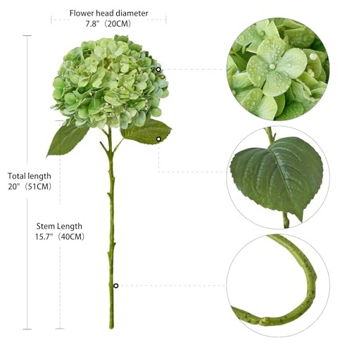 4PCS Fake Real Touch Hydrangea Flowers 20'' Lifelike Latex Artificial Green gallery