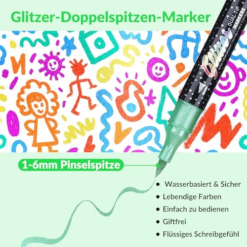 Glitter Effect Brush Markers Pens,72 Colors Dual Tip Glitter 36Pack 72Colors gallery