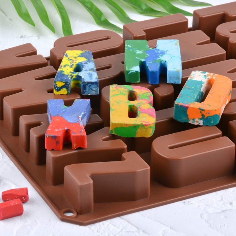 26 Cavity Large Letter Molds Silicone Alphabet Mold for Crayon Resin Chocolate gallery