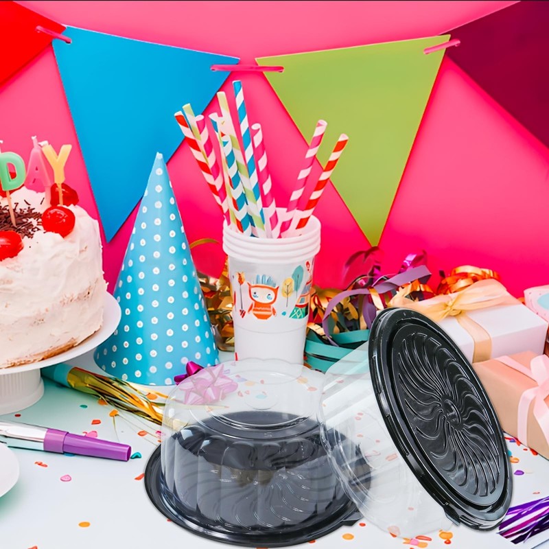 10" Disposable Clear Cake Containers with Dome Lids - 5 Pack Cupcake Holders for gallery