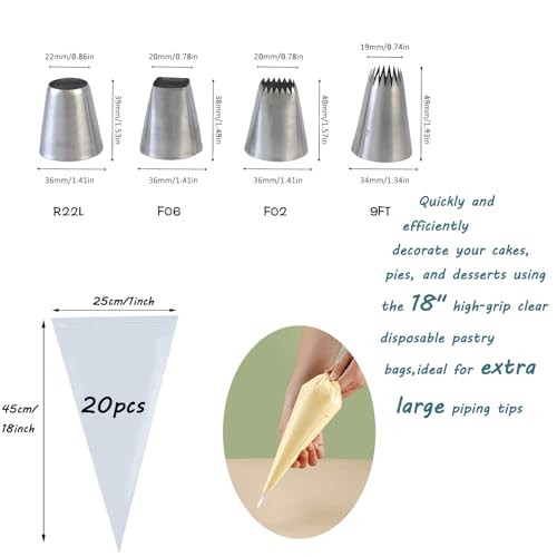 Extra Large Piping Tips with Bags for gallery