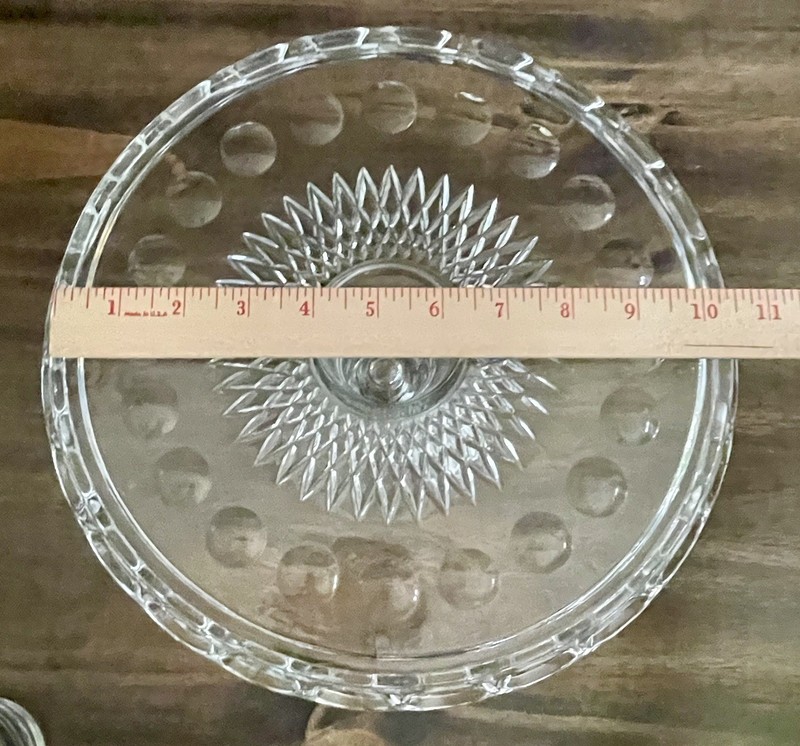 Vintage McKee Clear Glass Company Plymouth Thumbprint Pedestal Cake Stand gallery