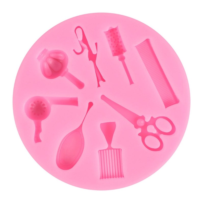 Baking Mold Hairdressing Tool Comb Scissors Hair Dryer Mirror Cake Decorations