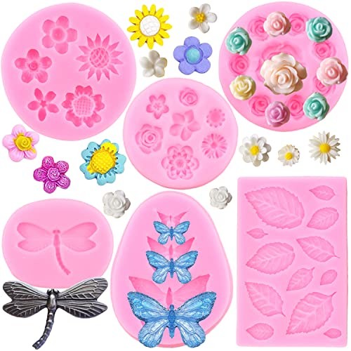Flower Fondant Cake Mold Rose Butterfly Dragonfly Daisy Rose Leaf Style A gallery