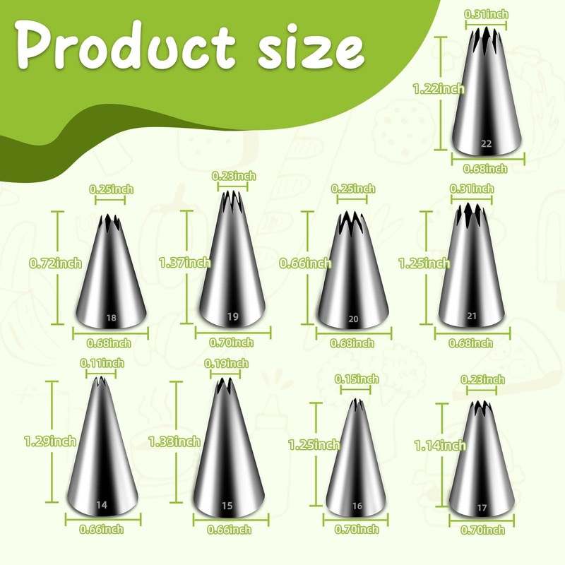 Open Star Piping Tips Set, 9 Pieces, Small Size gallery