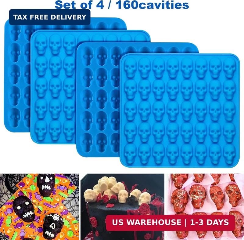 Sidosir 4Pcs Gummy Skull Chocolate Molds, Gummy Skull Candy Molds, Non-stick Sil gallery