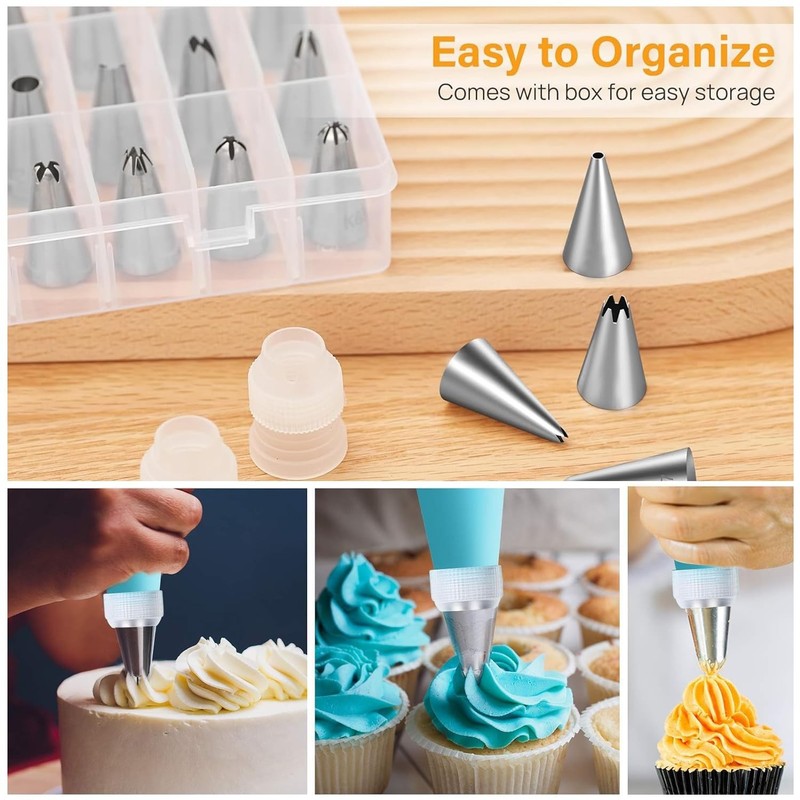 40PCS Piping Bags and Tips Set 12 Inch Pastry Bags Cakes Decorating Kit Suppl... gallery