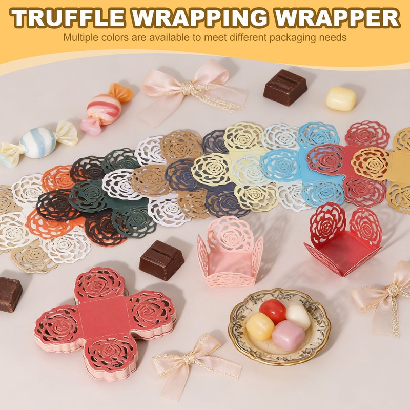 50PCS 4 Inch Truffle Wraps for Wedding Birthday, Dark Green gallery