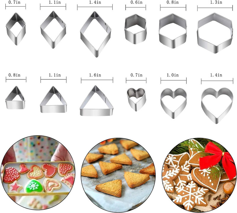 Mini Cookie Cutter Set, 30 Tiny Stainless Steel Cookie Stamps of Rectangle Squar gallery