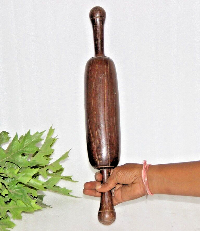 Antique Wooden Chapati Bread Rolling Pins Belans Original Old Lacquer 15818