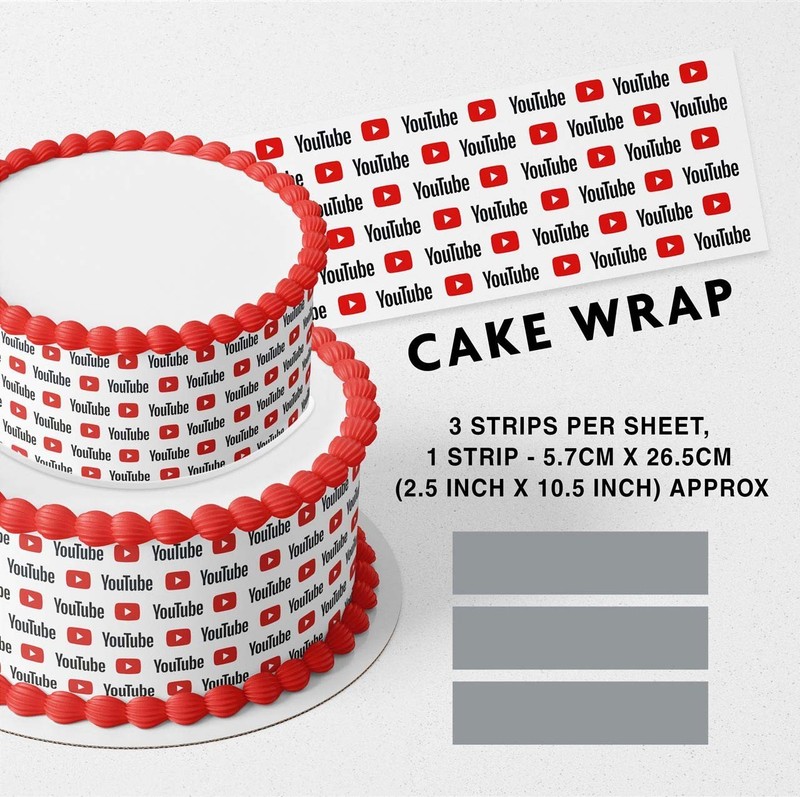 YouTube Youtuber Pattern Strip Edible Cake Topper Decoration Edible Image