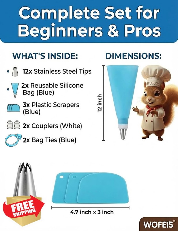 Reusable Piping Bags and Tips Set Cake Decorating Supplies
