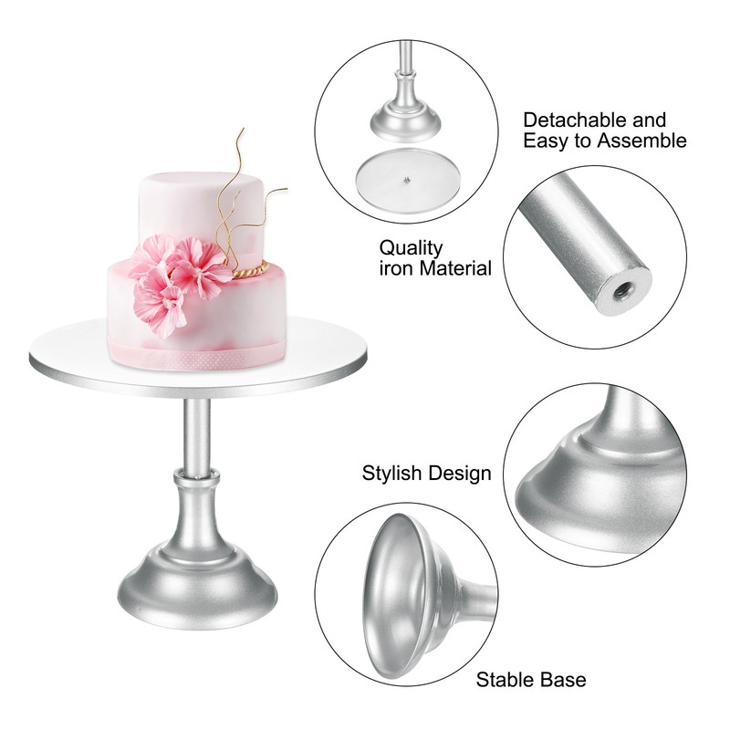 4pcs Metal Cake Stands 3/8/10/12 Inch Dessert Table Display Set, Silver gallery