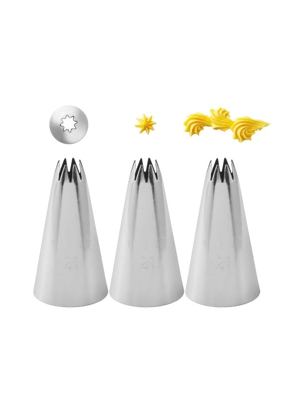 Open Star Cake Decorating Tip #21 3 Pcs Icing Piping Tip for Frosting