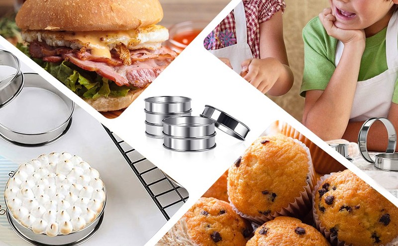 12Pack English Muffin Rings 3.15 Inch, Stainless Steel Crumpet Rings Double gallery