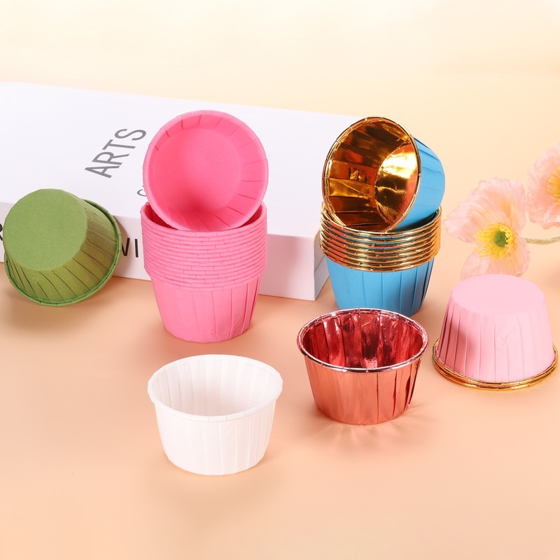 50Pcs Mini Metallic Foil Cupcake Liners for Baking Cupcake Blue/Gold gallery