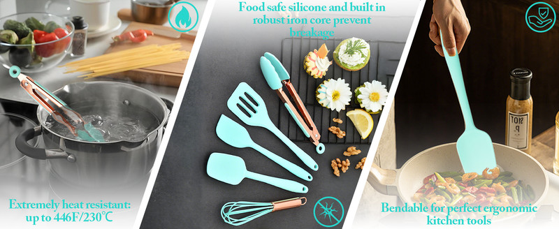 Kitchen Utensil Set,5 Pcs Mini Silicone Cooking Utensils Sets,Heat gallery