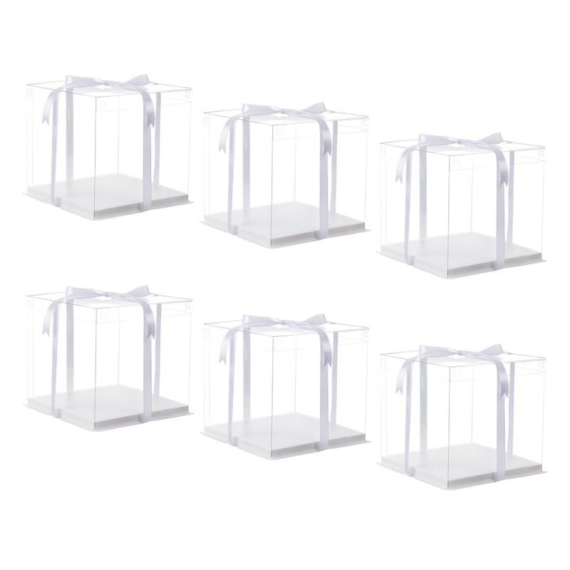 10 inch Clear cake Box, Large Transparent cake Box,tall cake boxes with Ribbo…