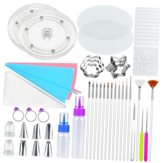 112 PCS Cookie Decorating Kit Supplies Including Acrylic Turntable Brushes gallery