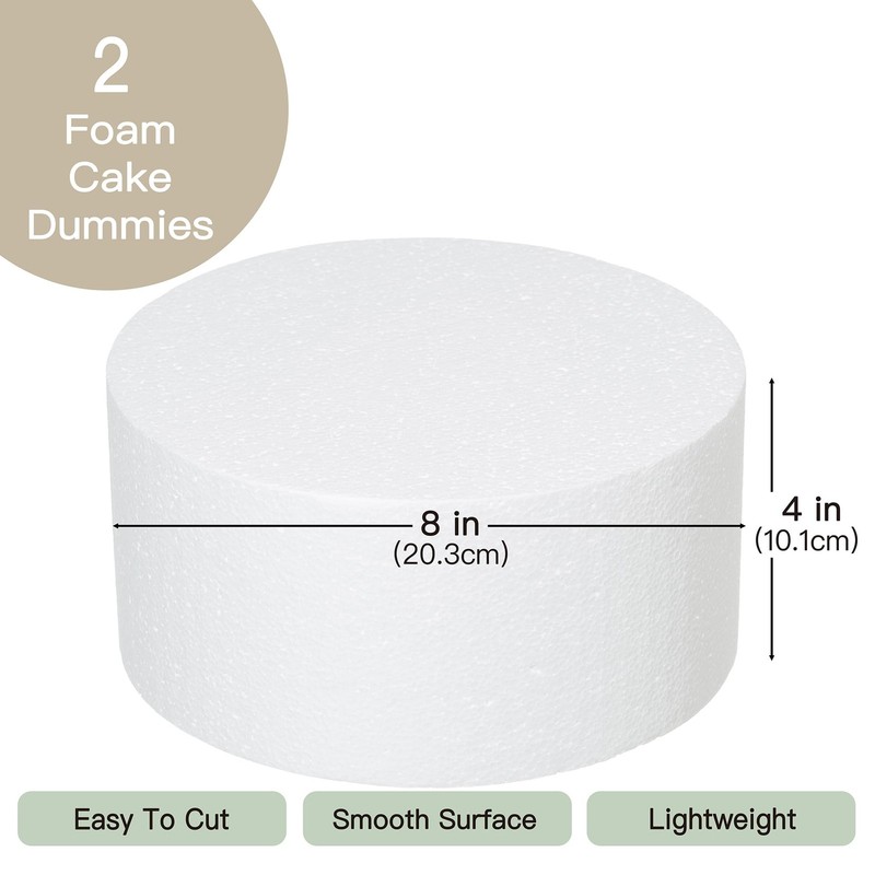 8x4Inch Foam Dummy Round Cake for Crafts 2pcs Round Cake Dummy Discs for Cake... gallery