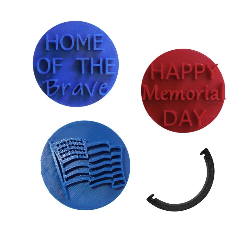 HAPPY MEMORIAL DAY SET OF 4 COOKIE STAMP EMBOSSERS MADE IN USA PR9073