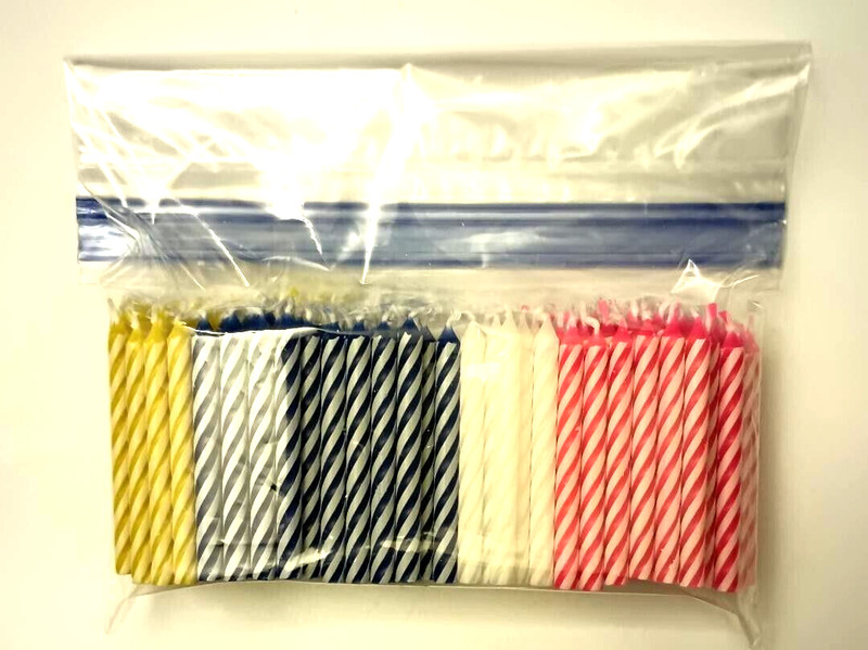 192 Betty Crocker Peppermint Stripe Birthday Candle Red White Blue Yellow No Box